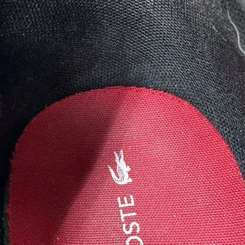 LACOSTE 'Ampthill LCR' Mens Size 9.5 US Shoes Black Leather Red & White Sole